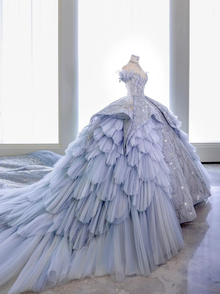 The Dreamy Mermaid's Blue Wedding Gown