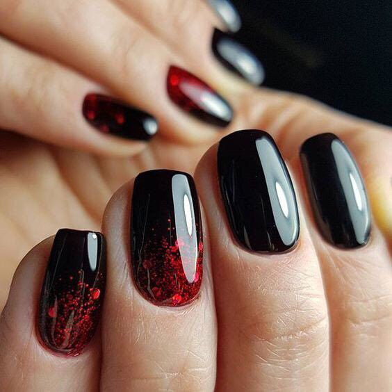 99+ Trending Black Nails Art Manicure Ideas; Black coffin nails; Black acrylic nails; long Black gel nail; short Black nails; Black cute nails; Black matte nails; Black glitter nails.