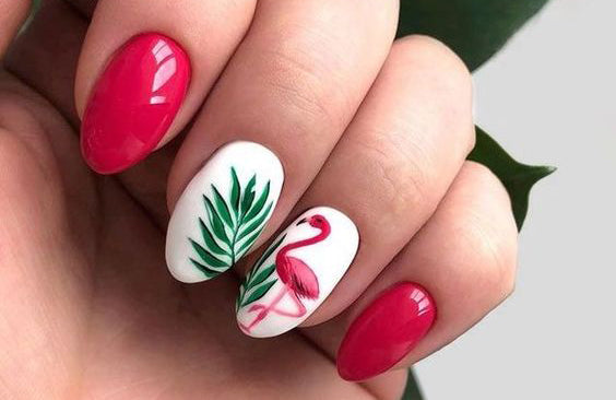 20+ Flamingo Tropical Nail Art; Flamingo nails; design de unhas; Геометрия Дизайн ногтей; Дизайн ногтей; Pink nails; Summer nails; Beach nails; Vocation nails; nail shop; nail salon; simple nails;