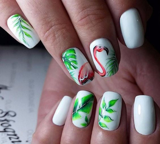 20+ Flamingo Tropical Nail Art; Flamingo nails; design de unhas; Геометрия Дизайн ногтей; Дизайн ногтей; Pink nails; Summer nails; Beach nails; Vocation nails; nail shop; nail salon; simple nails;