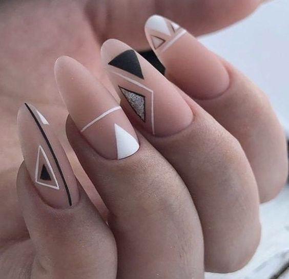 GEOMETRIC NAIL ART IDEAS; nails alchemy; claws; geometric nails; nails designs; Halloween nails; nails art; geometric aesthetic; nails polish;