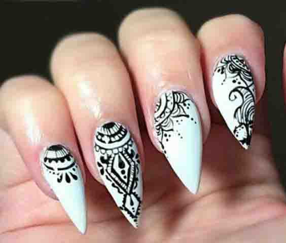 Mandala Stiletto Nails; Christmas nails; cute Christmas nails; Christmas coffin nails; easy Christmas nails; Christmas nails designs;