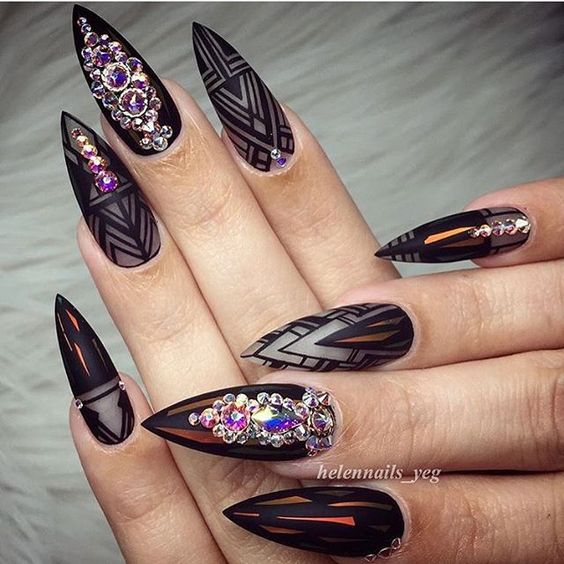 Mandala Stiletto Nails; Christmas nails; cute Christmas nails; Christmas coffin nails; easy Christmas nails; Christmas nails designs;