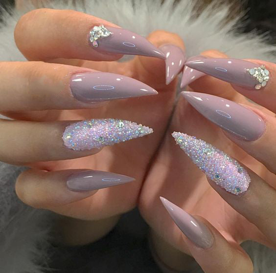 21+ Stylish Nude Stiletto Nails To Be In Trends 2019; Gorgeous Glitter Stiletto Nails; Nude Stiletto nails; cute Stiletto nails; Stiletto coffin nails; easy Stiletto nails; Stiletto nails designs;