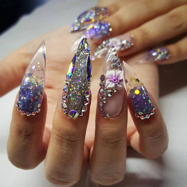 30 cool and trendy stiletto nail art designs; Stiletto Nail Designs; Bling Stiletto Nail; Ombre Stiletto Nail; Simple Stiletto Nail; Acrylic Coffin Stiletto Nail.