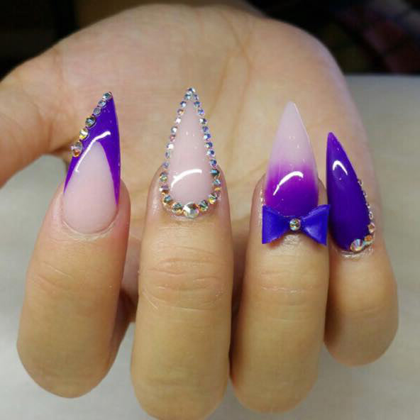 30 cool and trendy stiletto nail art designs; Stiletto Nail Designs; Bling Stiletto Nail; Ombre Stiletto Nail; Simple Stiletto Nail; Acrylic Coffin Stiletto Nail.