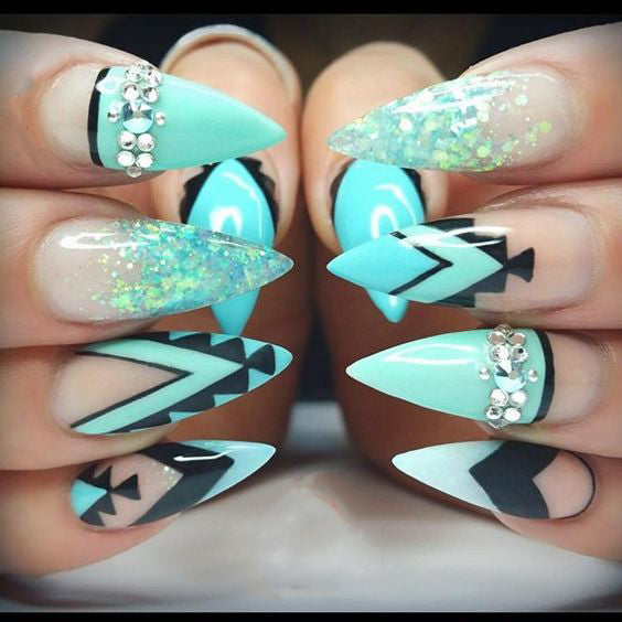 30 cool and trendy stiletto nail art designs; Stiletto Nail Designs; Bling Stiletto Nail; Ombre Stiletto Nail; Simple Stiletto Nail; Acrylic Coffin Stiletto Nail.