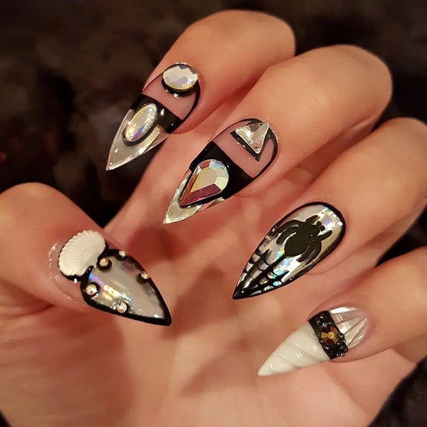 30 cool and trendy stiletto nail art designs; Stiletto Nail Designs; Bling Stiletto Nail; Ombre Stiletto Nail; Simple Stiletto Nail; Acrylic Coffin Stiletto Nail.