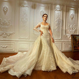 Appliques Detachable Train Lace Mermaid Wedding Dress OS4287 - $949.99