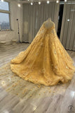 Gold Cape Quinceanera Dress OS746 - Bridal Party Dresses $849.99