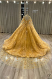 Gold Cape Quinceanera Dress OS746 - Bridal Party Dresses $849.99