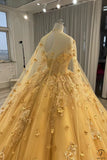 Gold Cape Quinceanera Dress OS746 - Bridal Party Dresses $849.99