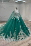 Green Cape Quinceanera Dress OS731 - Quinceanera Dress $849.99