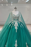 Green Cape Quinceanera Dress OS731 - Quinceanera Dress $849.99