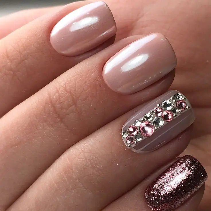 45 + Designs with Nude Nail Polish