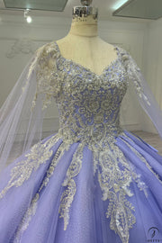 Lilac Cape Quinceanera Dress OS731