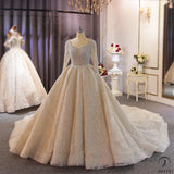 Long Sleeves Round Neck Beading Wedding Dress OS3902 - Wedding & Bridal Party Dresses $1,429.99