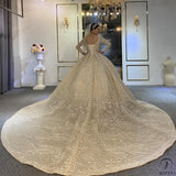 Luxury Embroidered Long Sleeve V Neck Wedding Dresses OS3955 - Wedding & Bridal Party Dresses $1,699.99