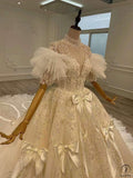 Luxury Embroidered Short Sleeves Ball Gown Wedding Dresses OSL002 - Wedding & Bridal Party Dresses $1,199.99