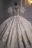 Luxury Embroidered Short Sleeves Ball Gown Wedding Dresses OSL002 - Wedding & Bridal Party Dresses $1,199.99