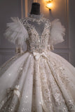 Luxury Embroidered Short Sleeves Ball Gown Wedding Dresses OSL002 - Wedding & Bridal Party Dresses $1,199.99