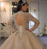 Luxury Long Sleeve Hign Neck beading Wedding Dress OS3833 - Wedding & Bridal Party Dresses $1,528.99