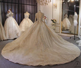 Luxury Long Sleeve Hign Neck beading Wedding Dress OS3833 - Wedding & Bridal Party Dresses $1,528.99