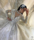 Luxury Long Sleeve Hign Neck beading Wedding Dress OS3833 - Wedding & Bridal Party Dresses $1,528.99