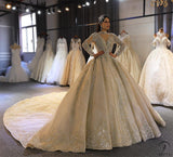 Luxury Long Sleeve Hign Neck beading Wedding Dress OS3833 - Wedding & Bridal Party Dresses $1,528.99