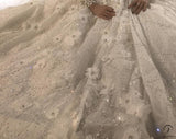 Luxury Long Sleeves Beading Flower V Neck Wedding Dress OS3928 - $2,399.99