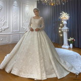 Luxury Long Sleeves Beading Flower V Neck Wedding Dress OS4126 - $1,395.99