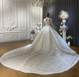 Luxury Long Sleeves Beading Flower V Neck Wedding Dress OS4131 - Wedding & Bridal Party Dresses $1,329.59