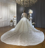 Luxury Long Sleeves Beading Flower V Neck Wedding Dress OS4131 - Wedding & Bridal Party Dresses $1,329.59