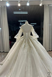 Ostty Champagne Luxury Long Trail Flower Wedding Dress OS772 - $959.99