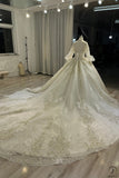 Ostty Champagne Luxury Long Trail Flower Wedding Dress OS772 - $959.99