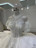 Ostty Luxury White Short Sleeves Wedding Dress OS702 - Quinceanera Dress $1,299