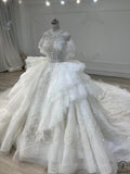 Ostty Luxury White Short Sleeves Wedding Dress OS702 - Quinceanera Dress $1,299