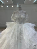 Ostty Luxury White Short Sleeves Wedding Dress OS702 - Quinceanera Dress $1,299