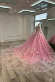 Pink Cape Quinceanera Dress OS731 - Quinceanera Dress $849.99