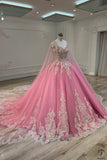 Pink Cape Quinceanera Dress OS731 - Quinceanera Dress $849.99