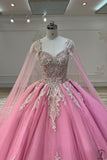 Pink Cape Quinceanera Dress OS731 - Quinceanera Dress $849.99