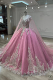 Pink Cape Quinceanera Dress OS731 - Quinceanera Dress $849.99