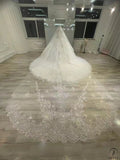 Real Photos Long Lace Bridal Veil 1 Layer Wedding Veil 0305 - Bridal Veils $169.99