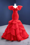 Red Bridal Dress Toast Dress Fish Tail Figure Flattering Princess Dress Stage Costume - Red / Customized Dress - $738.53