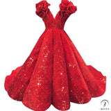 Red Children’s Dress High-End Princess Dress Girls’ Pettiskirt Piano Performance Large Red Dress - Children’s red / Customized Dress - 