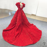 Red Children’s Dress High-End Princess Dress Girls’ Pettiskirt Piano Performance Large Red Dress - Children’s red / Customized Dress - 