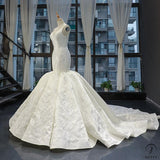 Waist-Tight Fishtail Wedding Dress Luxury Large Trailing Bride Korean-Style Slimming Satin Backpack Backless - $493.87