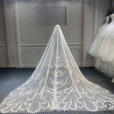 Wedding Veil Long Luxury Cathedral Bridal Veil For Bride Woman Sequin Beaded Lace One Layer Wedding Accessories - $169.90