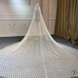 White/ Ivory Wedding Veil Full Beads Cathedral Bridal Veil Head Veil Wedding Accessories - $229.90