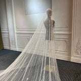 White/ Ivory Wedding Veil Full Beads Cathedral Bridal Veil Head Veil Wedding Accessories - $229.90